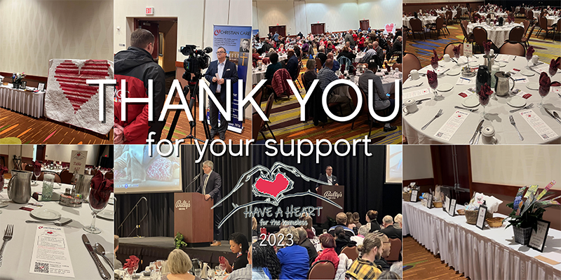 Thank you graphic with several photos from the Have a Heart for the Homeless event